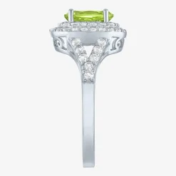 Gemstone and Lab-Created White Sapphire Sterling Silver Oval Double Halo Cocktail Ring