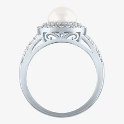 Gemstone and Lab-Created White Sapphire Sterling Silver Oval Double Halo Cocktail Ring