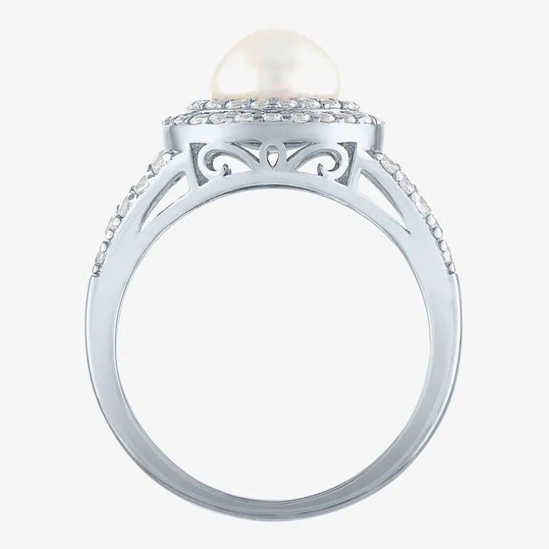 Gemstone and Lab-Created White Sapphire Sterling Silver Oval Double Halo Cocktail Ring