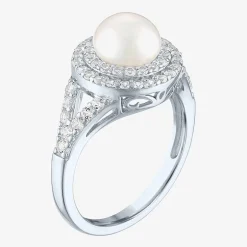 Gemstone and Lab-Created White Sapphire Sterling Silver Oval Double Halo Cocktail Ring
