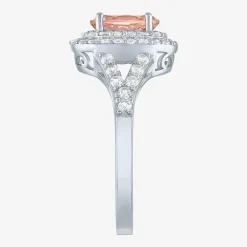 Gemstone and Lab-Created White Sapphire Sterling Silver Oval Double Halo Cocktail Ring