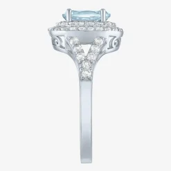 Gemstone and Lab-Created White Sapphire Sterling Silver Oval Double Halo Cocktail Ring