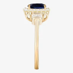 Gemstone & 1/4 C.T. T.W. Diamond 10K Gold Oval Halo Cocktail Ring