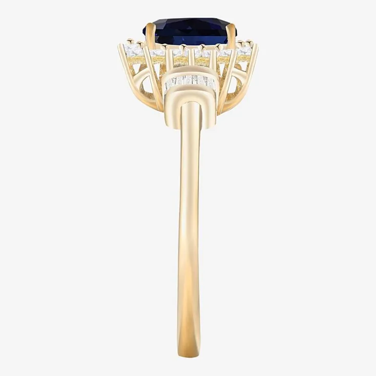 Gemstone & 1/4 C.T. T.W. Diamond 10K Gold Oval Halo Cocktail Ring