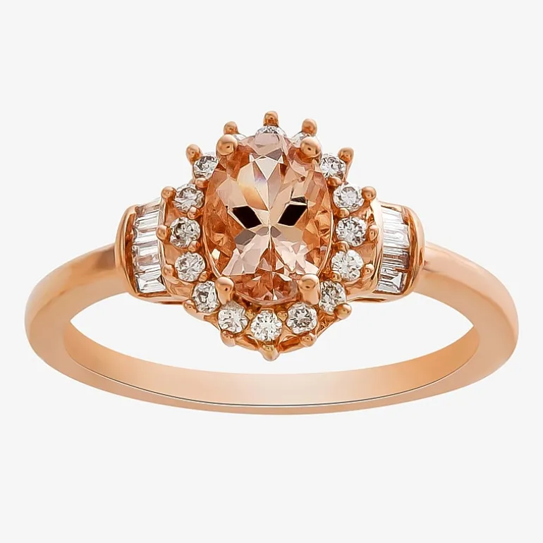 Gemstone & 1/4 C.T. T.W. Diamond 10K Gold Oval Halo Cocktail Ring
