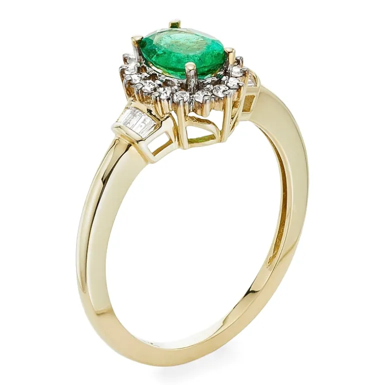 Gemstone & 1/4 C.T. T.W. Diamond 10K Gold Oval Halo Cocktail Ring