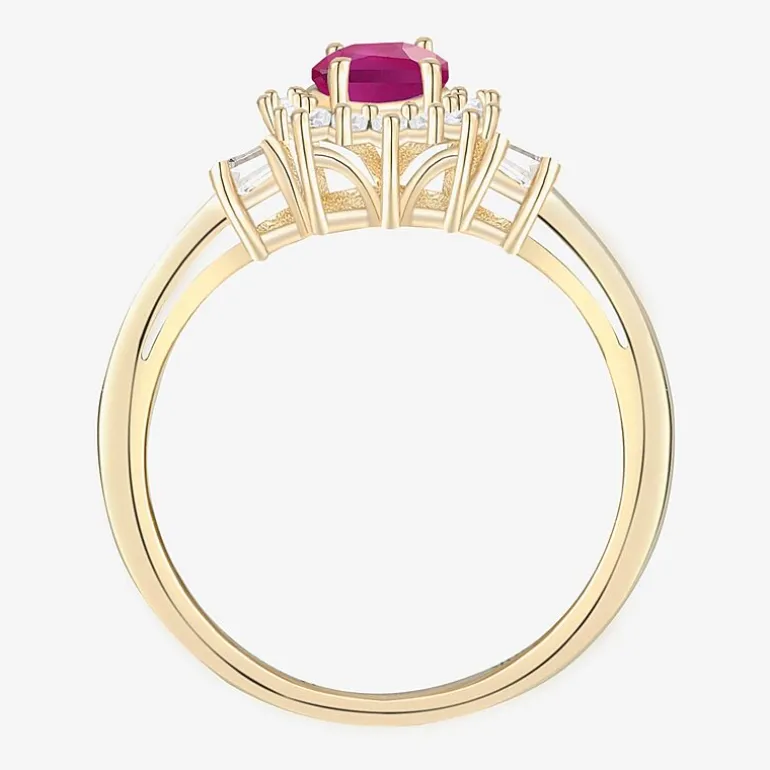 Gemstone & 1/4 C.T. T.W. Diamond 10K Gold Oval Halo Cocktail Ring