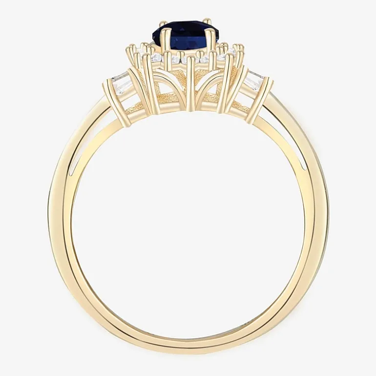 Gemstone & 1/4 C.T. T.W. Diamond 10K Gold Oval Halo Cocktail Ring