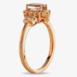 Gemstone & 1/4 C.T. T.W. Diamond 10K Gold Oval Halo Cocktail Ring