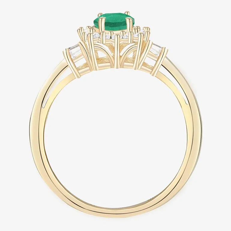 Gemstone & 1/4 C.T. T.W. Diamond 10K Gold Oval Halo Cocktail Ring