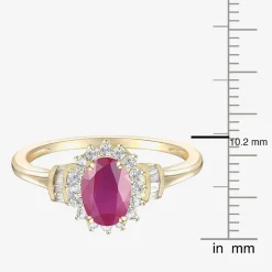 Gemstone & 1/4 C.T. T.W. Diamond 10K Gold Oval Halo Cocktail Ring