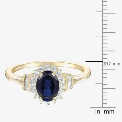 Gemstone & 1/4 C.T. T.W. Diamond 10K Gold Oval Halo Cocktail Ring