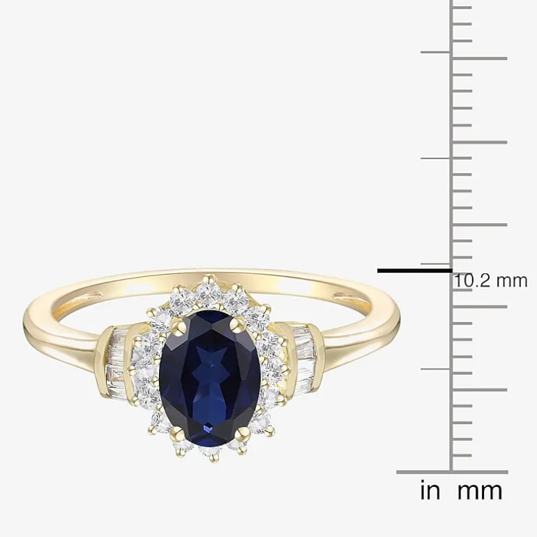 Gemstone & 1/4 C.T. T.W. Diamond 10K Gold Oval Halo Cocktail Ring