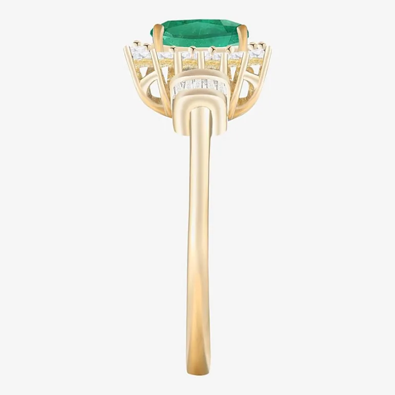 Gemstone & 1/4 C.T. T.W. Diamond 10K Gold Oval Halo Cocktail Ring