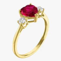 Gemstone 10K Gold Heart Cocktail Ring