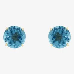 Gemstone 10K Gold 4mm Round Stud Earrings
