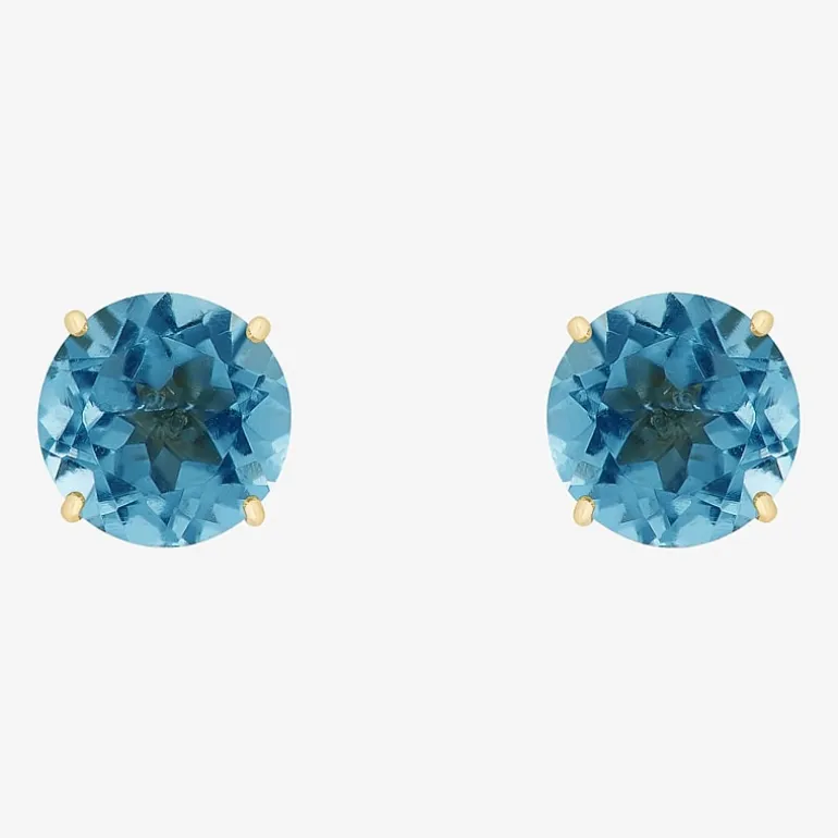 Gemstone 10K Gold 4mm Round Stud Earrings