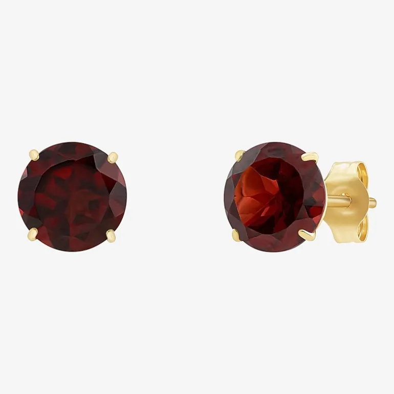 Gemstone 10K Gold 4mm Round Stud Earrings