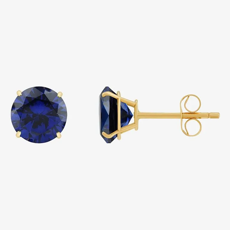 Gemstone 10K Gold 4mm Round Stud Earrings