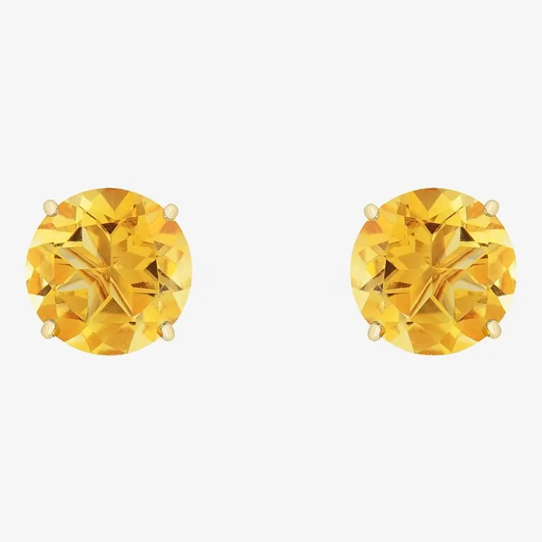 Gemstone 10K Gold 4mm Round Stud Earrings