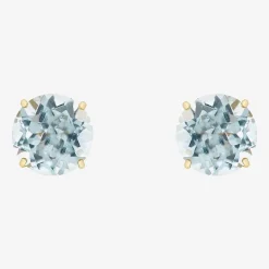 Gemstone 10K Gold 4mm Round Stud Earrings