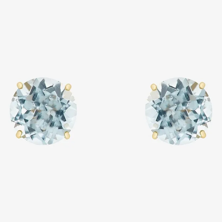 Gemstone 10K Gold 4mm Round Stud Earrings