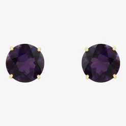 Gemstone 10K Gold 4mm Round Stud Earrings
