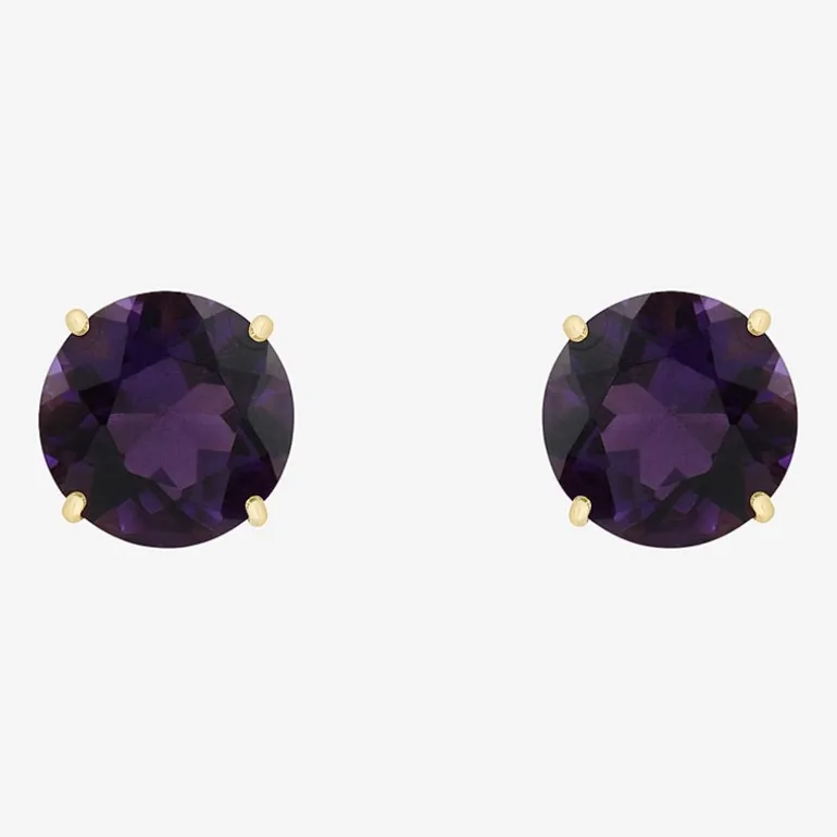 Gemstone 10K Gold 4mm Round Stud Earrings