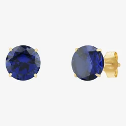 Gemstone 10K Gold 4mm Round Stud Earrings