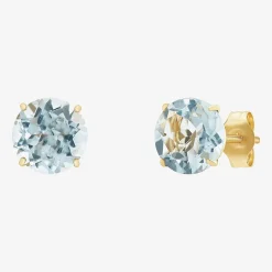 Gemstone 10K Gold 4mm Round Stud Earrings