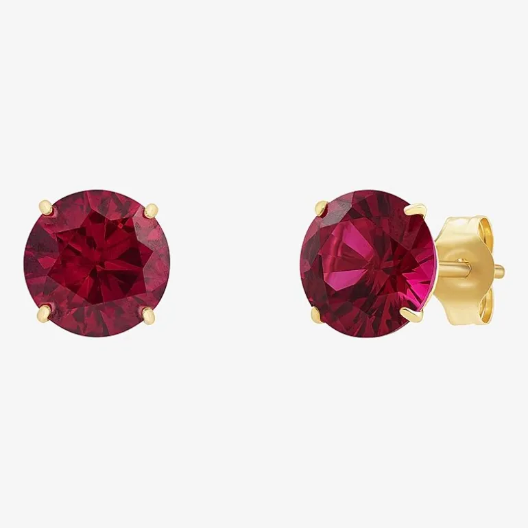 Gemstone 10K Gold 4mm Round Stud Earrings