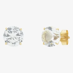 Gemstone 10K Gold 4mm Round Stud Earrings