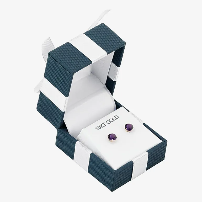 Gemstone 10K Gold 4mm Round Stud Earrings
