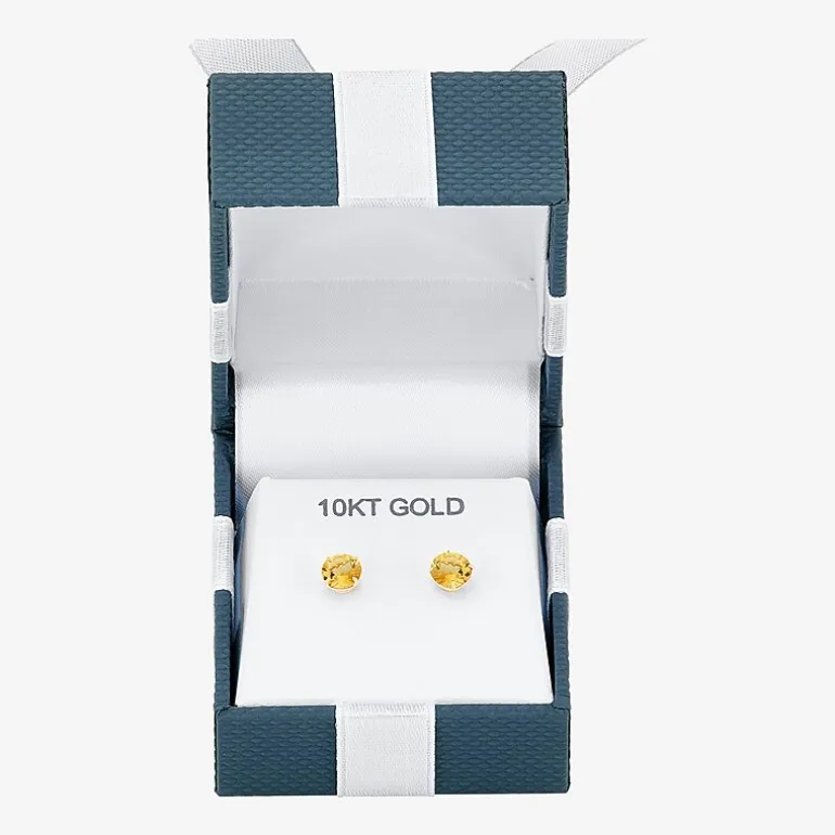 Gemstone 10K Gold 4mm Round Stud Earrings
