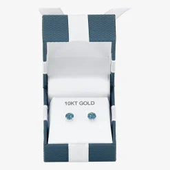 Gemstone 10K Gold 4mm Round Stud Earrings