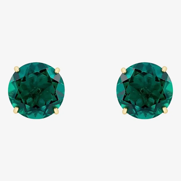 Gemstone 10K Gold 4mm Round Stud Earrings