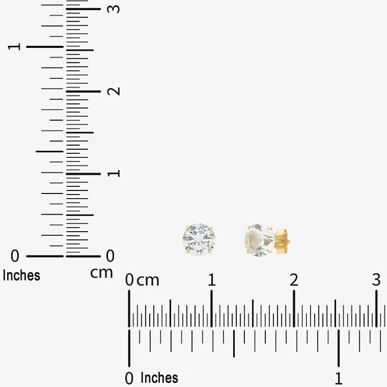 Gemstone 10K Gold 4mm Round Stud Earrings
