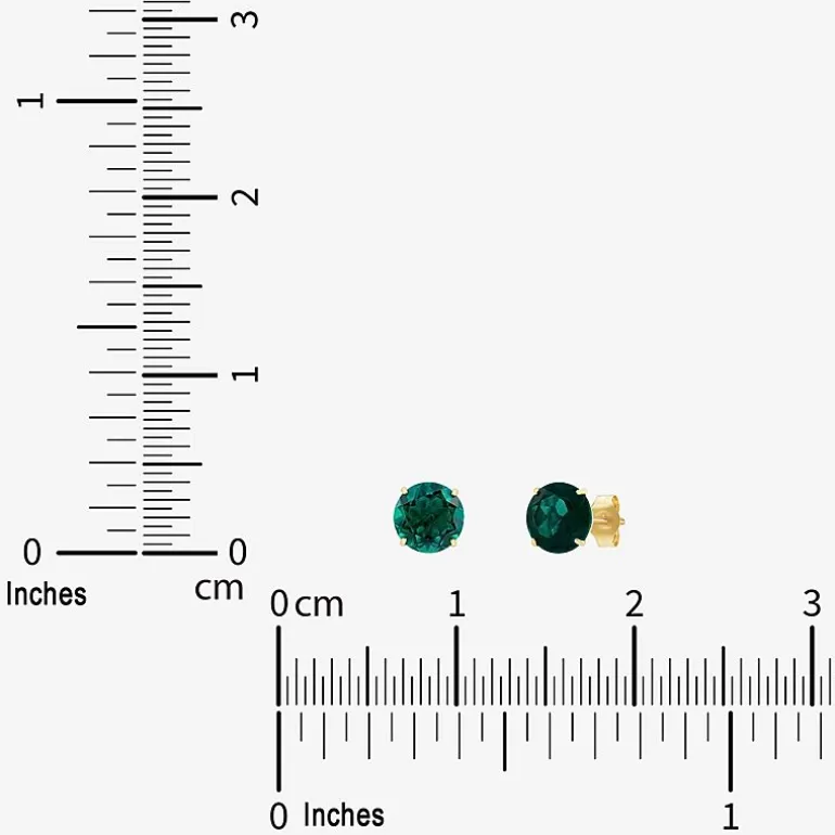 Gemstone 10K Gold 4mm Round Stud Earrings