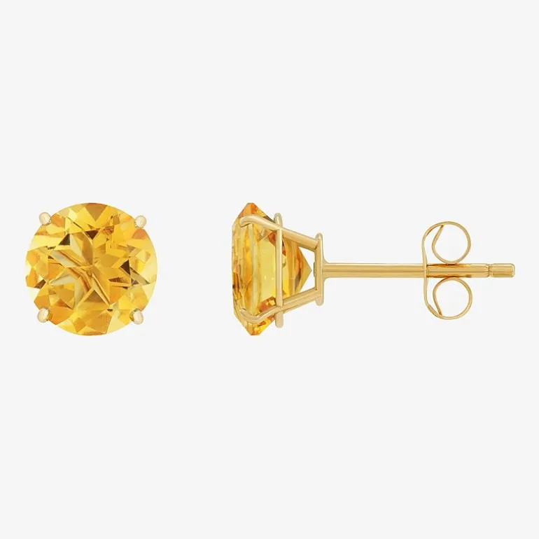 Gemstone 10K Gold 4mm Round Stud Earrings