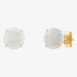 Gemstone 10K Gold 4mm Round Stud Earrings
