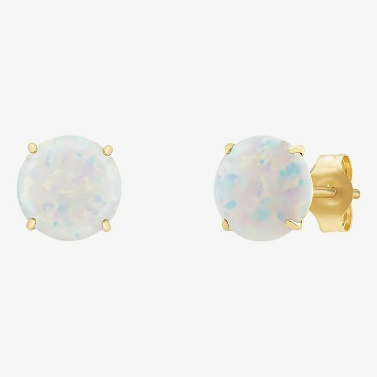Gemstone 10K Gold 4mm Round Stud Earrings