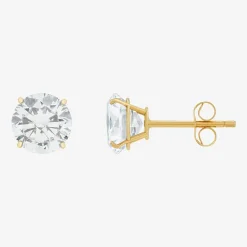 Gemstone 10K Gold 4mm Round Stud Earrings
