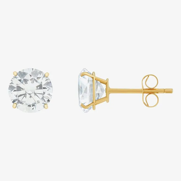 Gemstone 10K Gold 4mm Round Stud Earrings