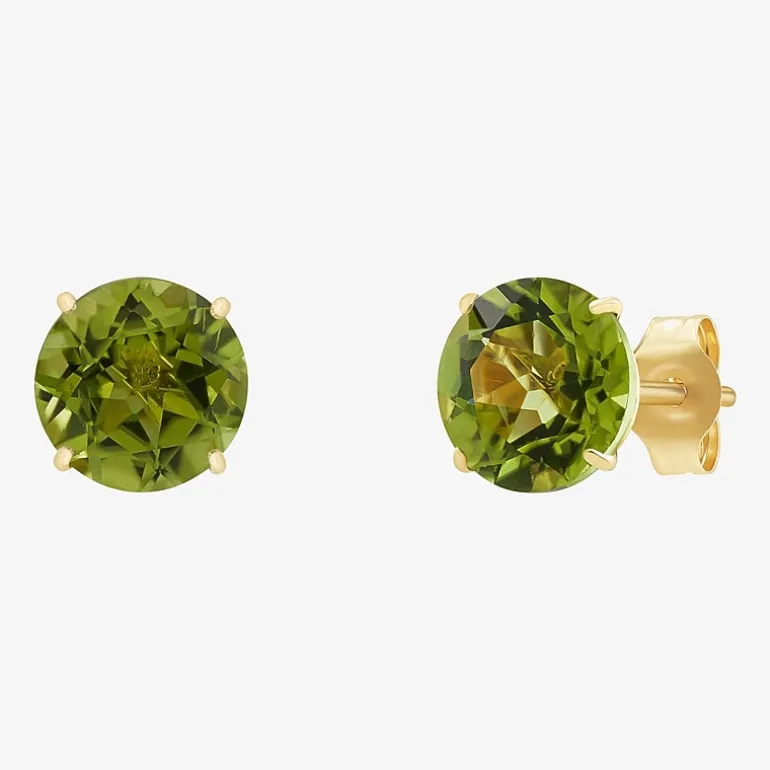 Gemstone 10K Gold 4mm Round Stud Earrings