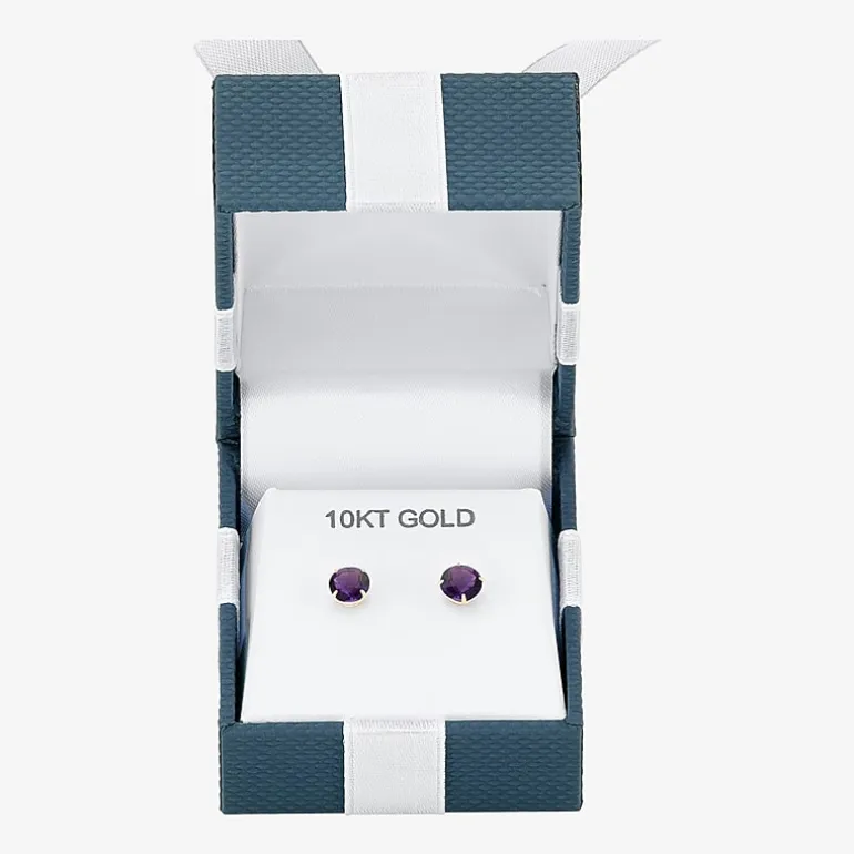 Gemstone 10K Gold 4mm Round Stud Earrings