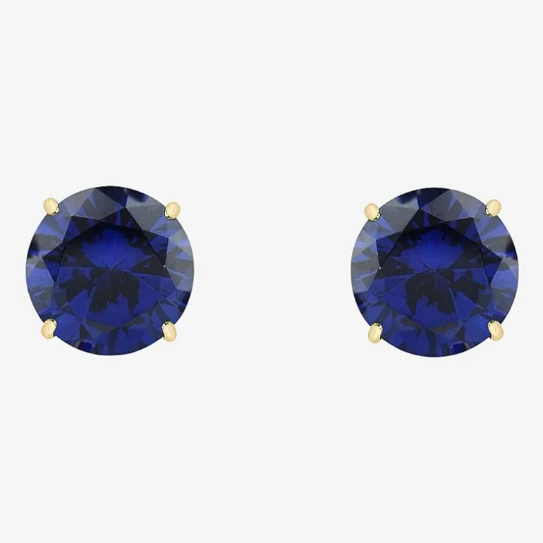 Gemstone 10K Gold 4mm Round Stud Earrings