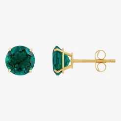 Gemstone 10K Gold 4mm Round Stud Earrings