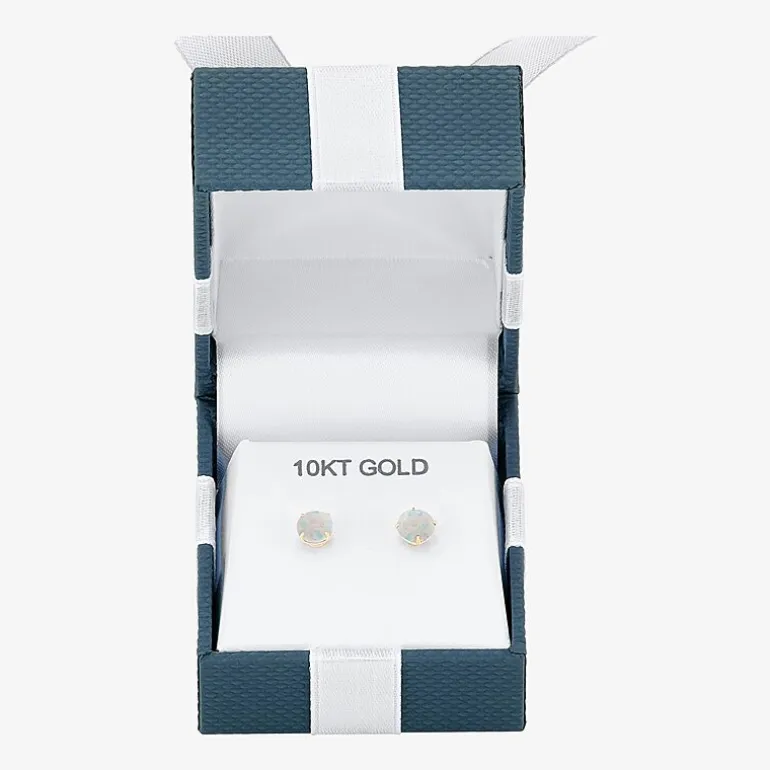 Gemstone 10K Gold 4mm Round Stud Earrings