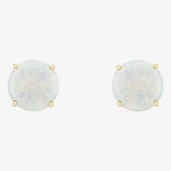 Gemstone 10K Gold 4mm Round Stud Earrings