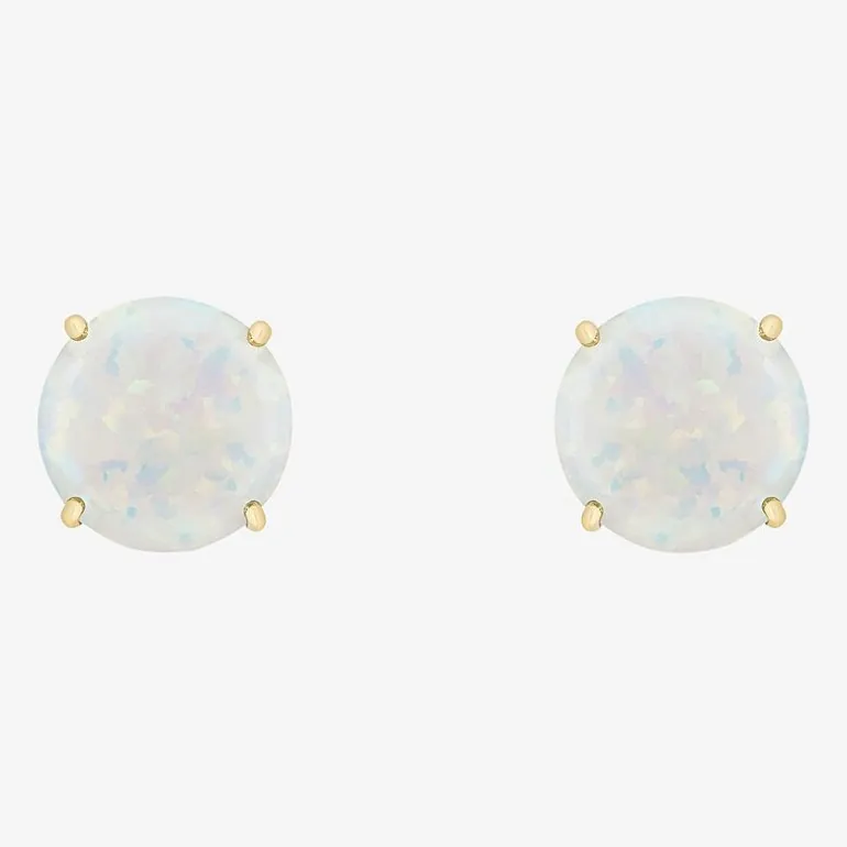 Gemstone 10K Gold 4mm Round Stud Earrings